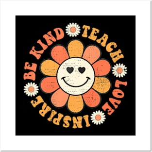 Groovy Hippy Teacher Be Kind Teach Love Posters and Art